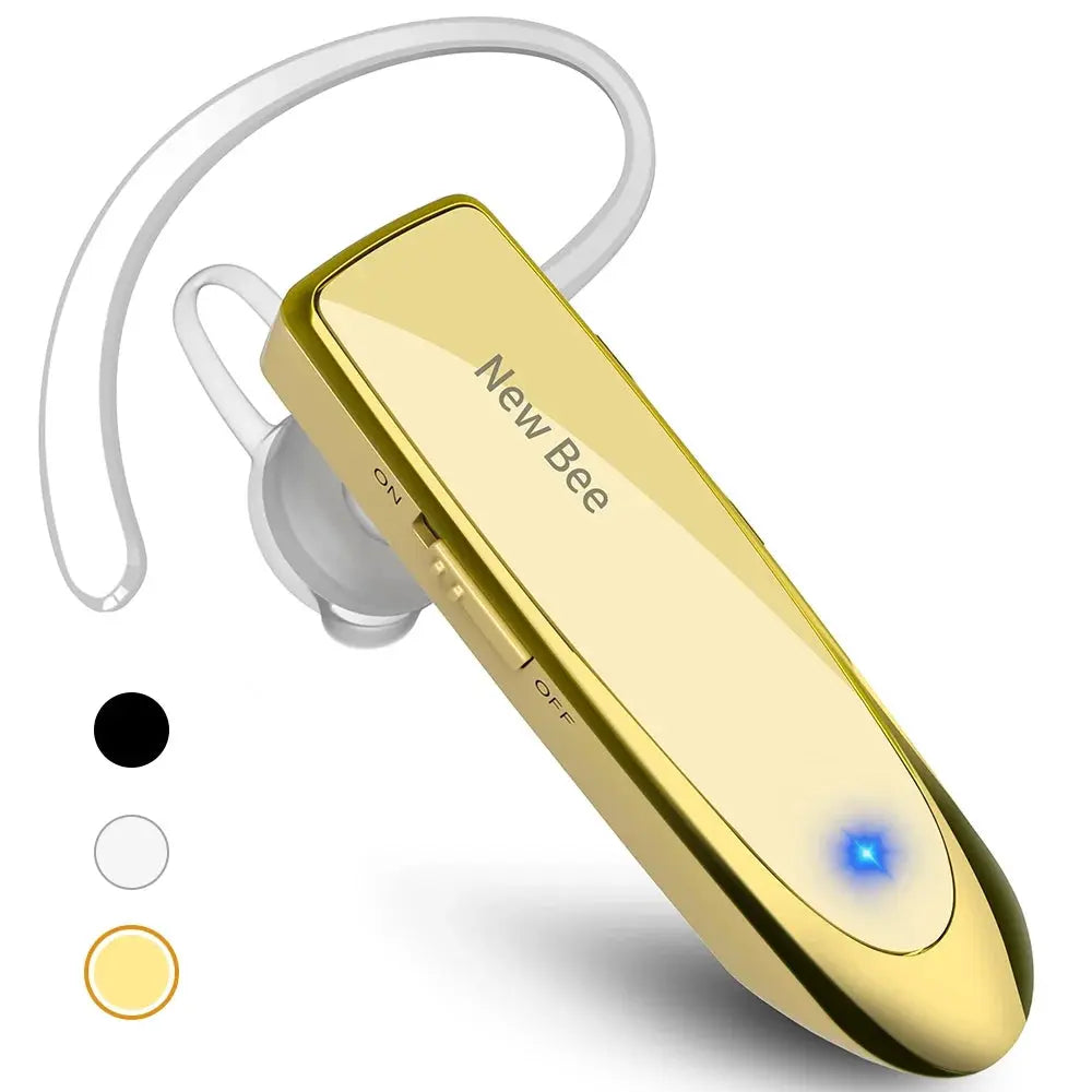 Bluetooth Headset 24Hrs Talk Time 60 Days Standby Wireless Earpiece with Microphone, Gold