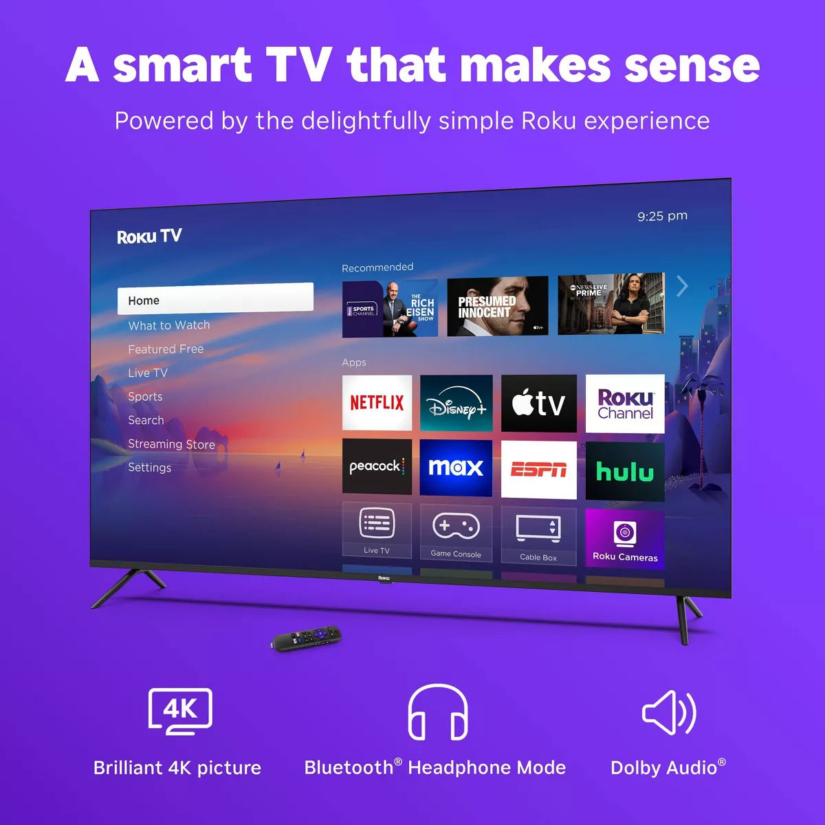 Roku 65" Select Series 4K HDR Smart Roku TV with Roku TV Remote