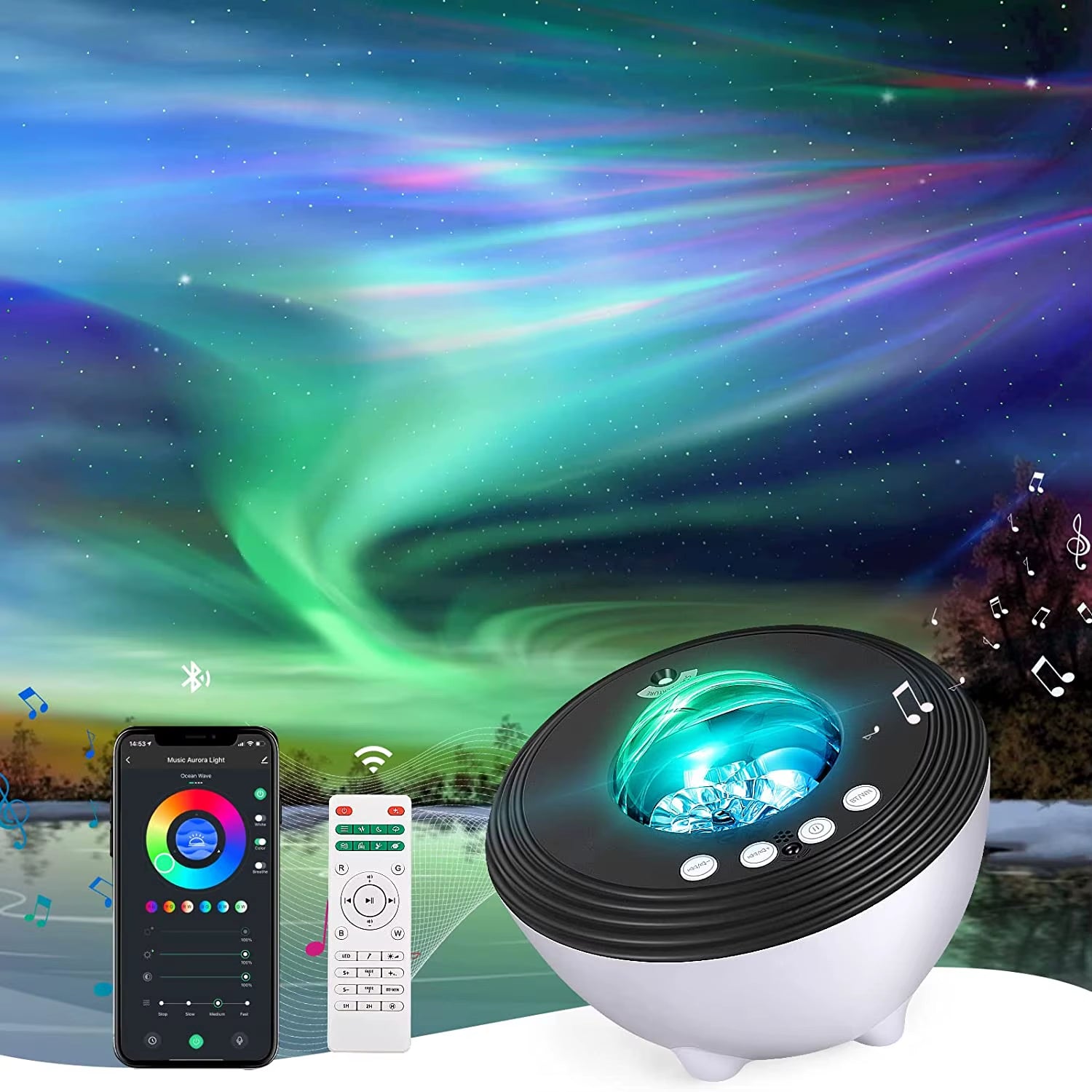 Aurora Smart Projector Night Light,Aurora Sky Northern Lights Projector with APP Control
