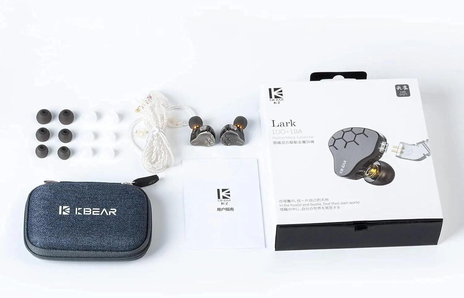 KBEAR Lark in Ear Monitor Headphone,1Ba 1DD Wired Earphone, Musician Hifi IEM Headphone in Ear Monitor with 2 Pin Cable for Musician Church (Lark Gray, No Mic)………