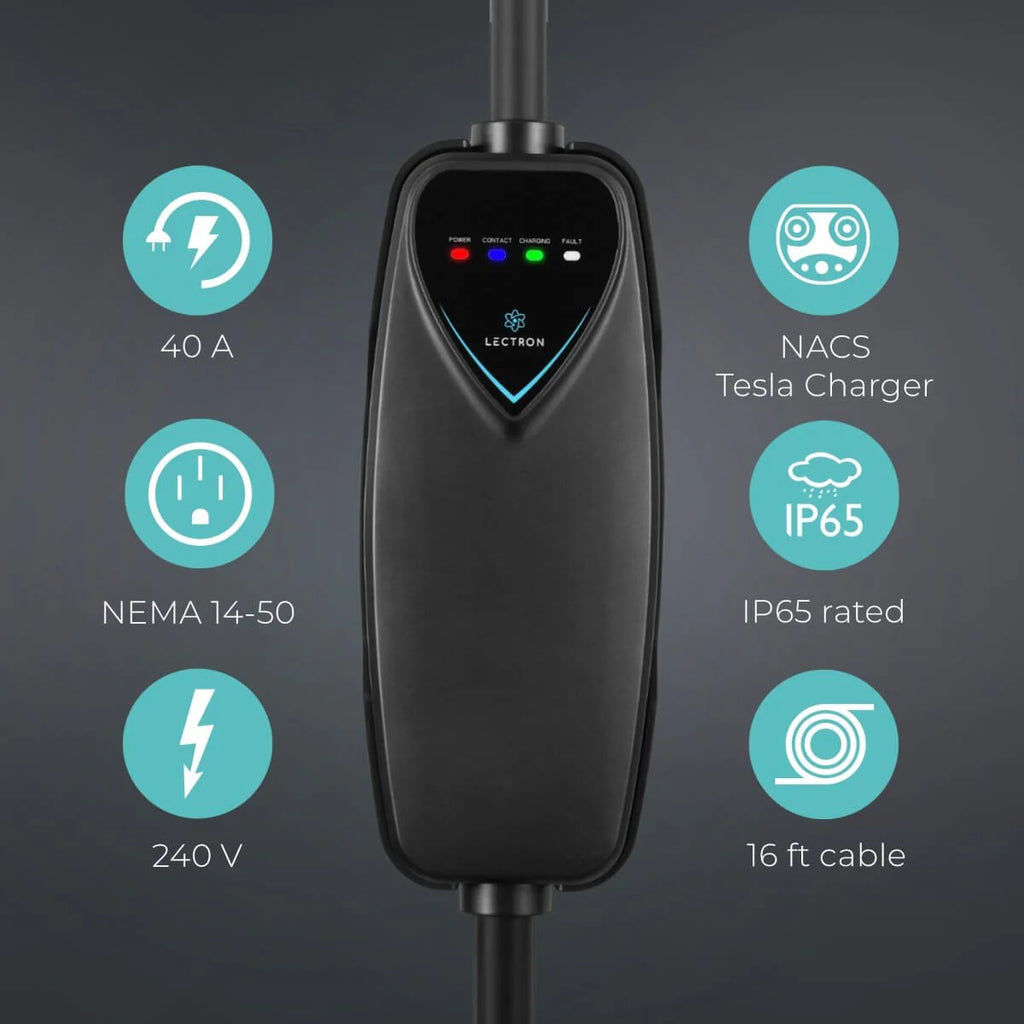 Portable Level 2 Tesla EV Charger | 240V | 40 Amp | NEMA 14-50 | Standard / Wifi-Enabled