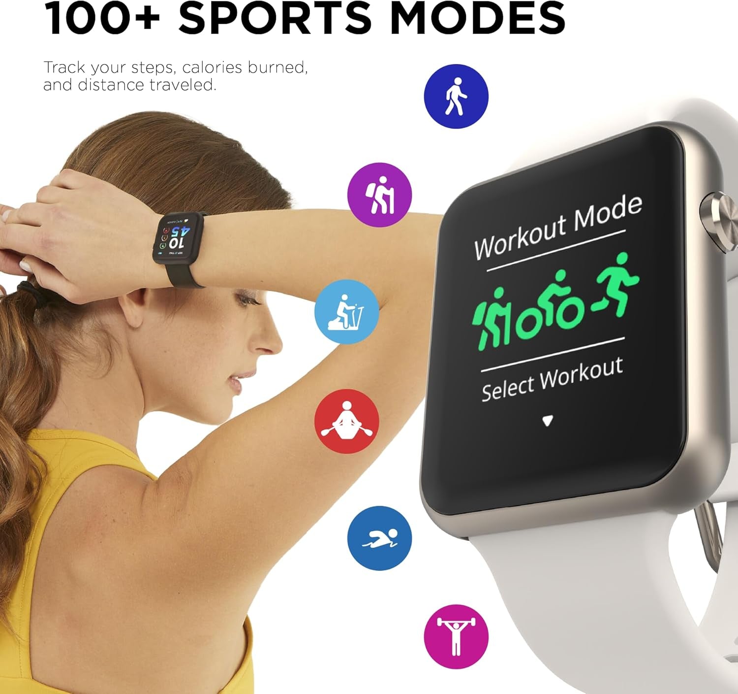 Air 4 Smartwatch - Fitness Tracker, Heart Rate Monitor, Customizable Watch Face - Activity and Calorie Tracker - 100+ Sports Modes - Bluetooth Connectivity