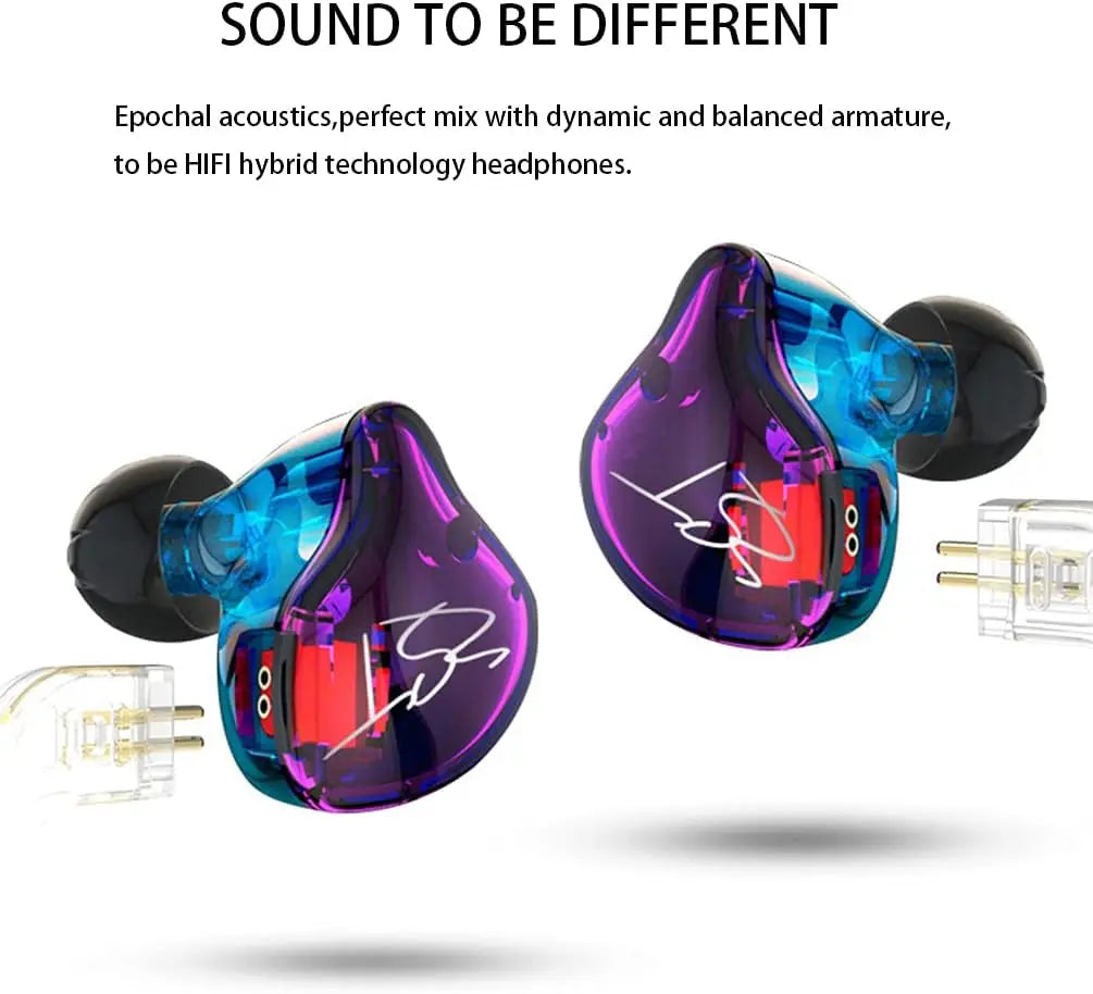 ZST 1BA 1DD in Ear Earphone Clear Hifi Monitor Earbuds Wired Sport Gaming Earphone for Musician Singer Audiophile