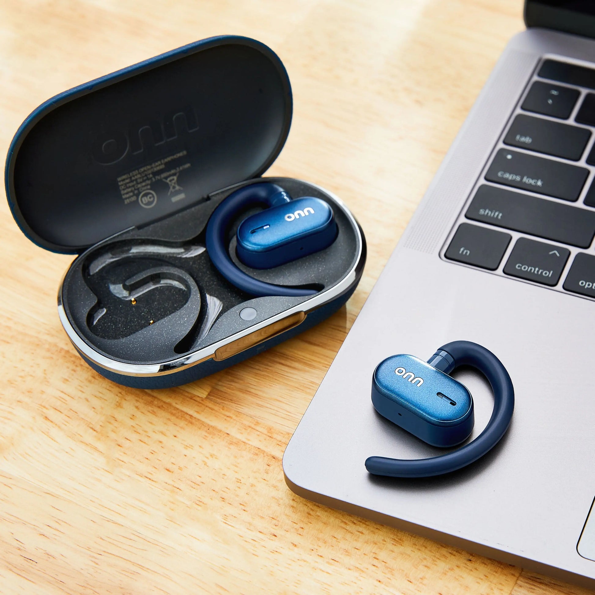 Wireless Open-Ear Earphones with Environmental Noise Canceling Microphones, Black
